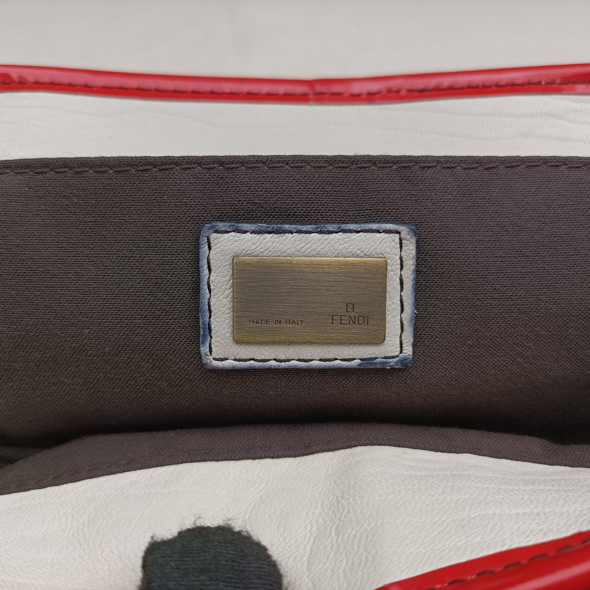 Pre-owned Fendi B Bag Red × White Leather×patent 8BN165 shoulderbag | stylenewstar