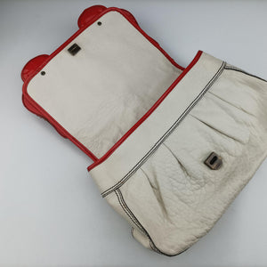 Pre-owned Fendi B Bag Red × White Leather×patent 8BN165 shoulderbag | stylenewstar