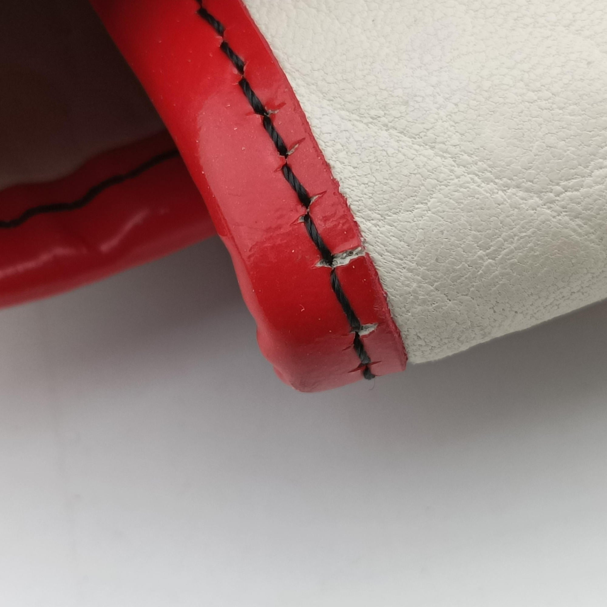Pre-owned Fendi B Bag Red × White Leather×patent 8BN165 shoulderbag | stylenewstar
