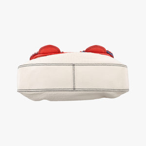 Pre-owned Fendi B Bag Red × White Leather×patent 8BN165 shoulderbag | stylenewstar