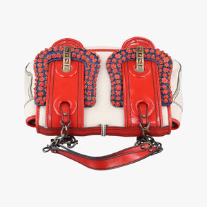 Pre-owned Fendi B Bag Red × White Leather×patent 8BN165 shoulderbag | stylenewstar