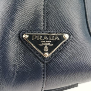 Secondhand Prada business bag briefcase Navy SAFFIANO Leather 2VE363 handbag | stylenewstar