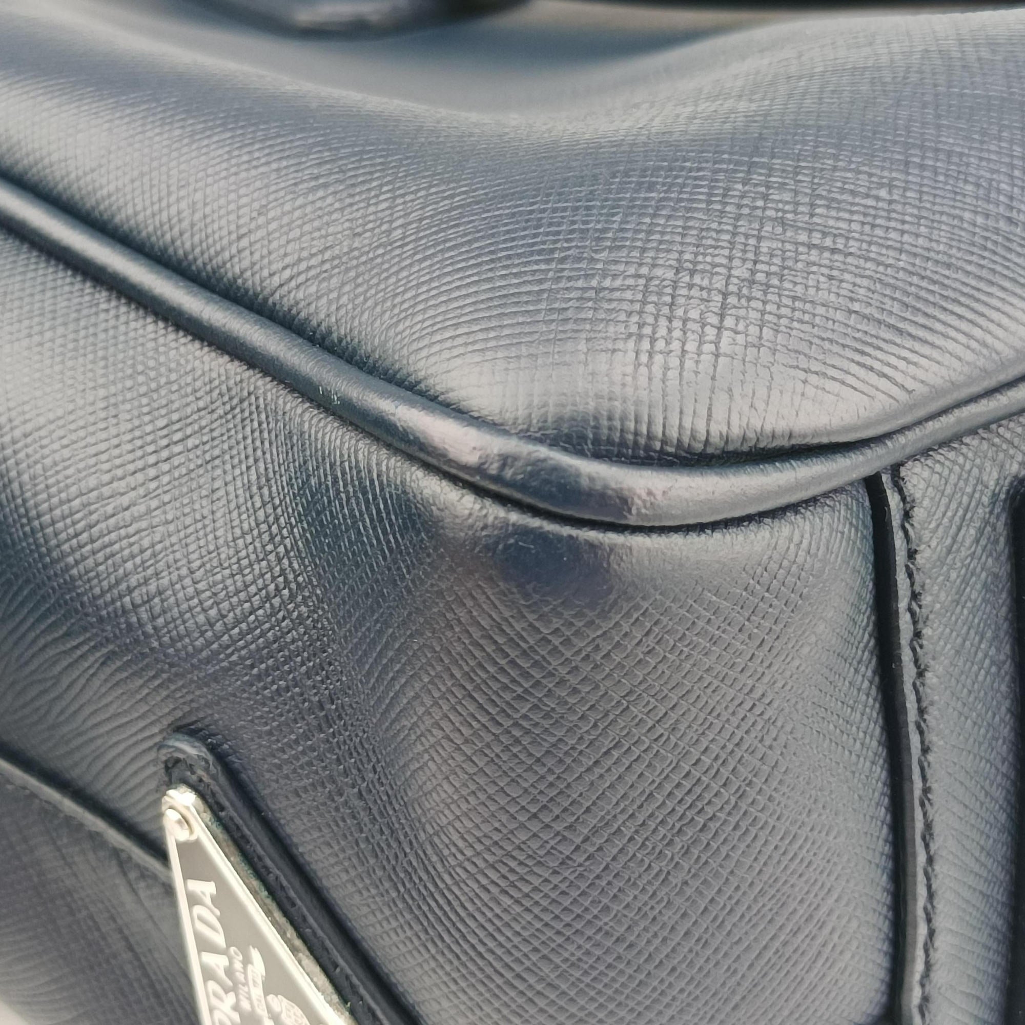 Secondhand Prada business bag briefcase Navy SAFFIANO Leather 2VE363 handbag | stylenewstar