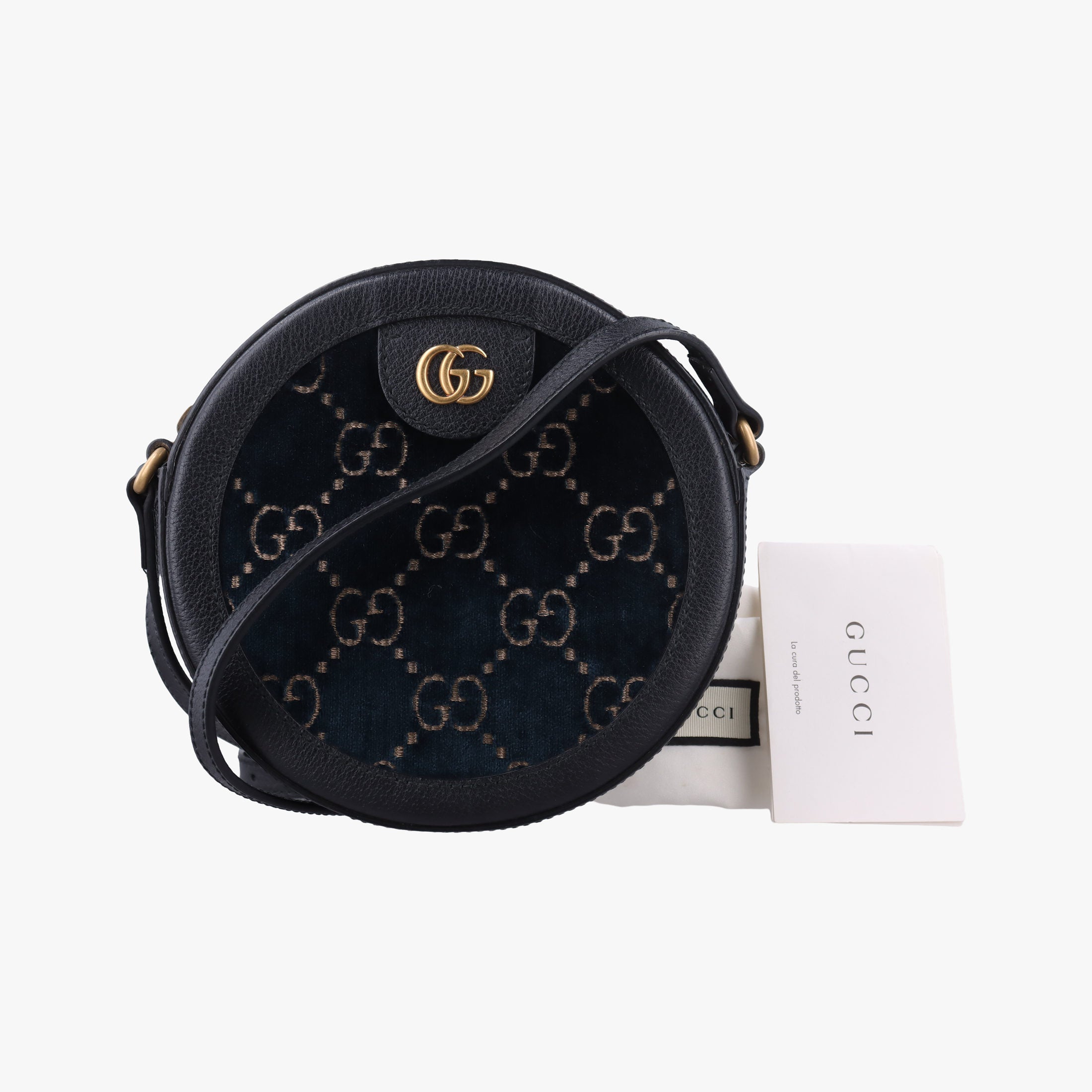 Pre-owned Gucci Ophidia Navy × Black velour×Leather 574978 shoulderbag | stylenewstar
