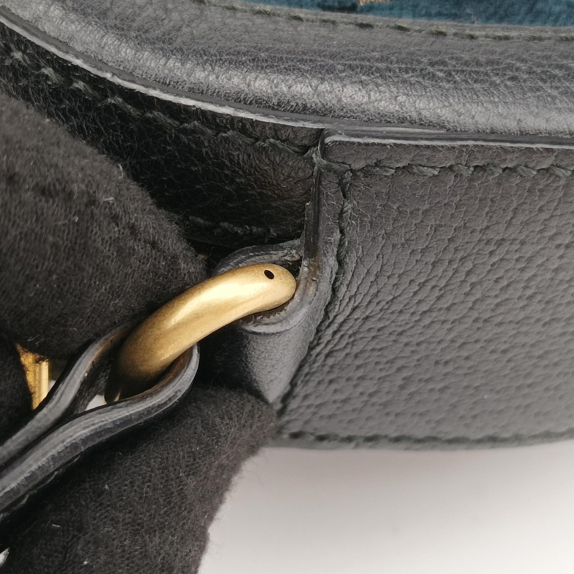 Pre-owned Gucci Ophidia Navy × Black velour×Leather 574978 shoulderbag | stylenewstar