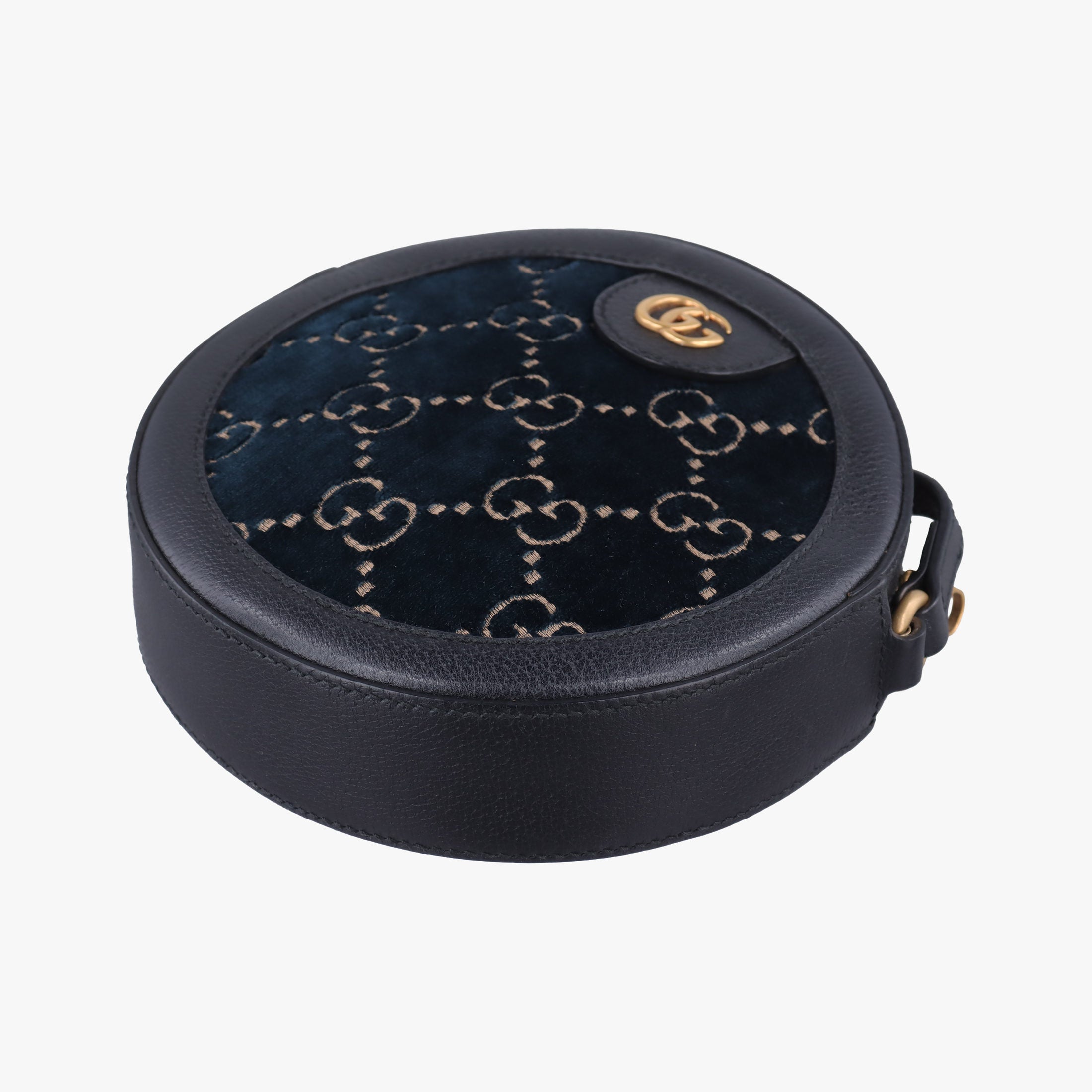 Pre-owned Gucci Ophidia Navy × Black velour×Leather 574978 shoulderbag | stylenewstar