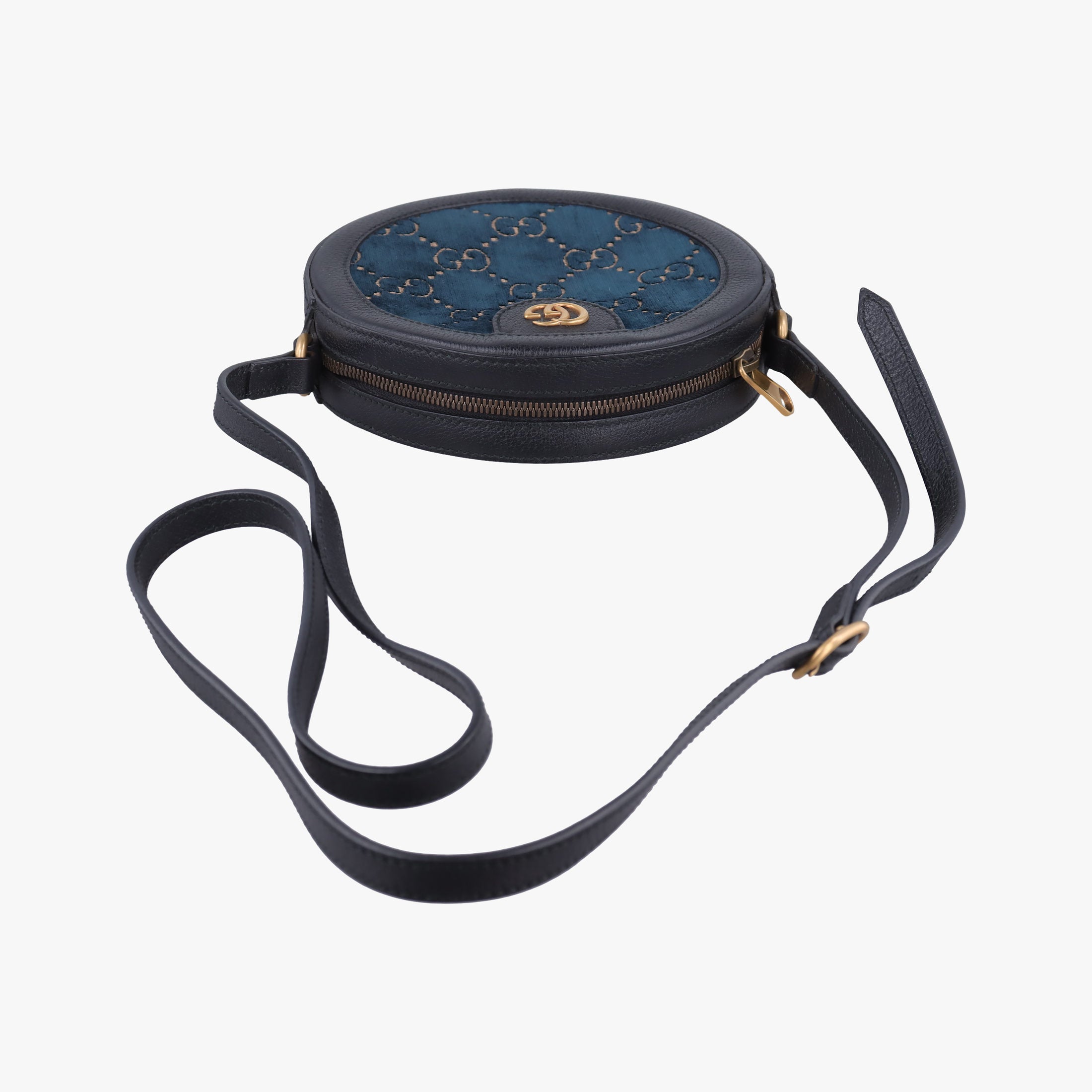 Pre-owned Gucci Ophidia Navy × Black velour×Leather 574978 shoulderbag | stylenewstar