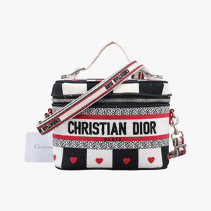 Pre-owned Christian Dior Travel Black × white × red jacquard canvas  shoulderbag | stylenewstar