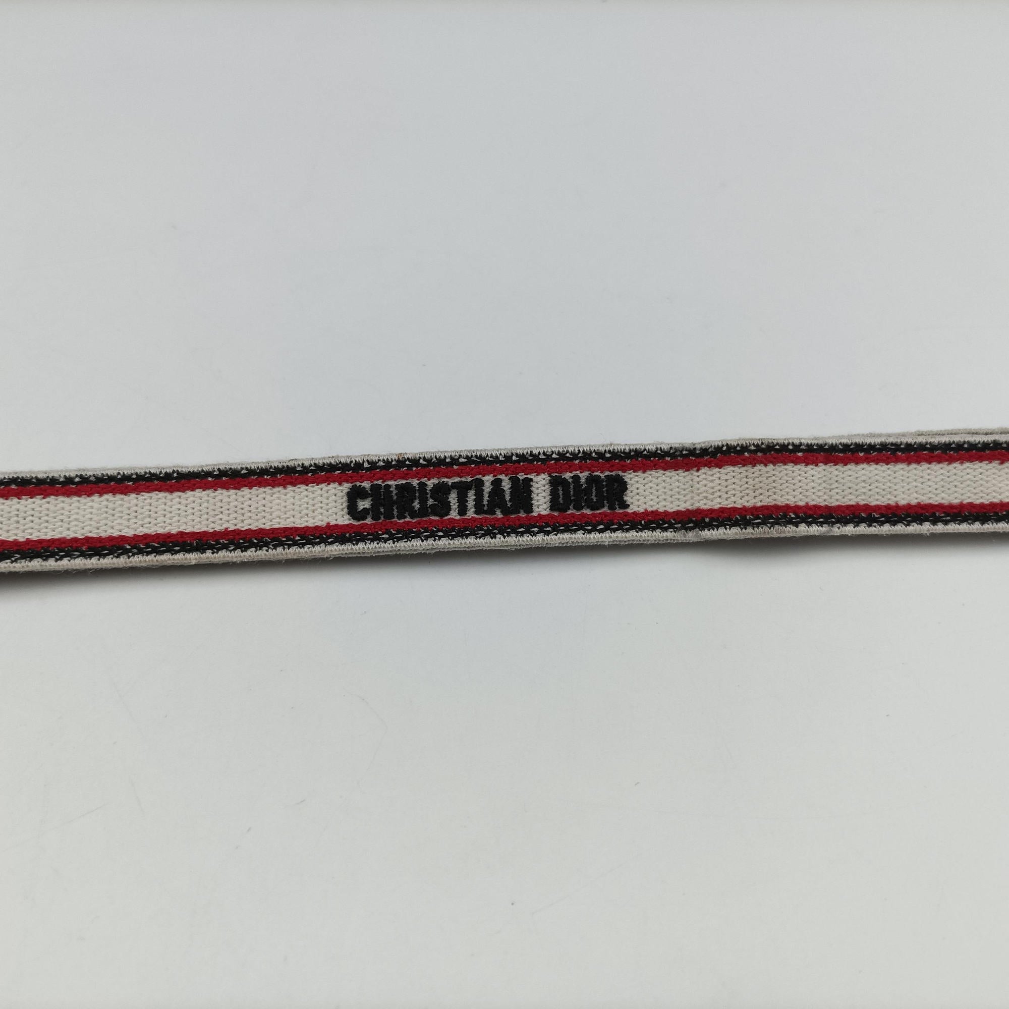 Pre-owned Christian Dior Travel Black × white × red jacquard canvas  shoulderbag | stylenewstar