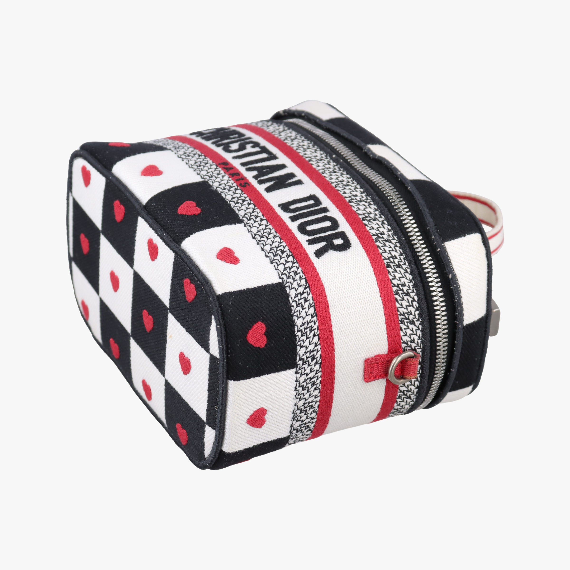 Pre-owned Christian Dior Travel Black × white × red jacquard canvas  shoulderbag | stylenewstar