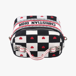 Pre-owned Christian Dior Travel Black × white × red jacquard canvas  shoulderbag | stylenewstar