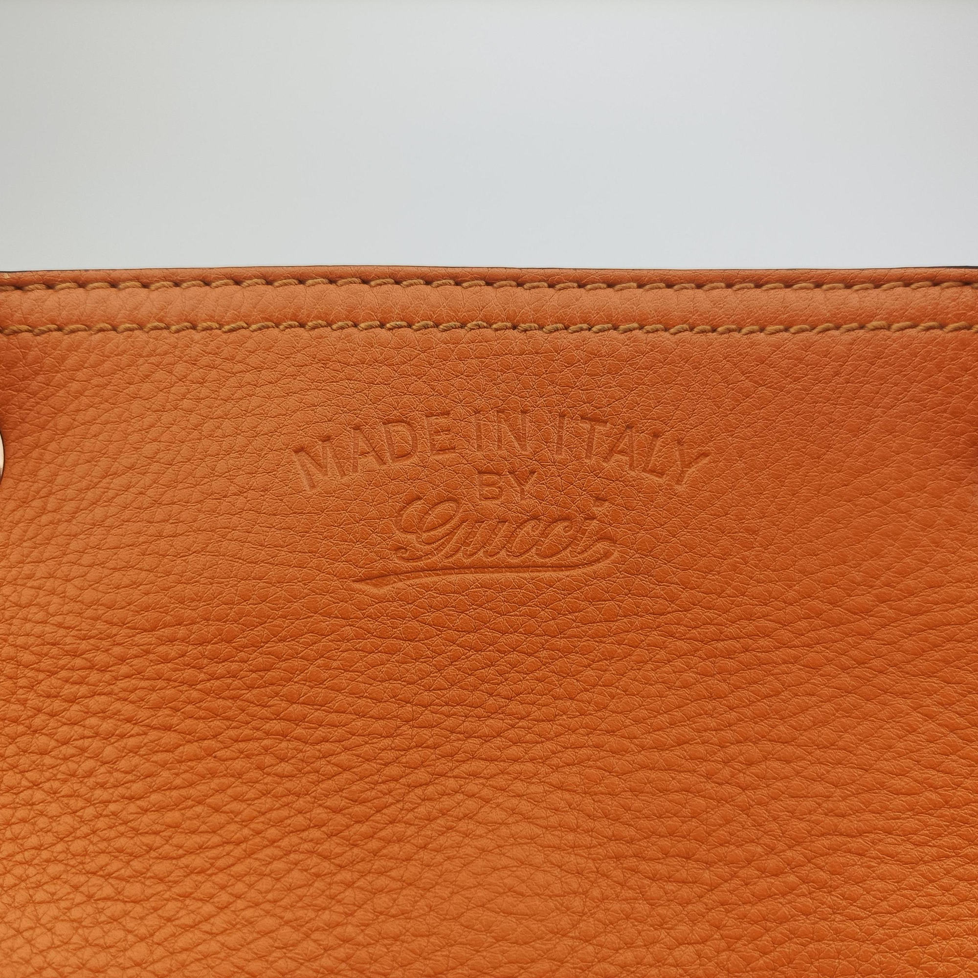 Pre-owned Gucci Bamboo Shopper Orange Leather 323660 shoulderbag | stylenewstar