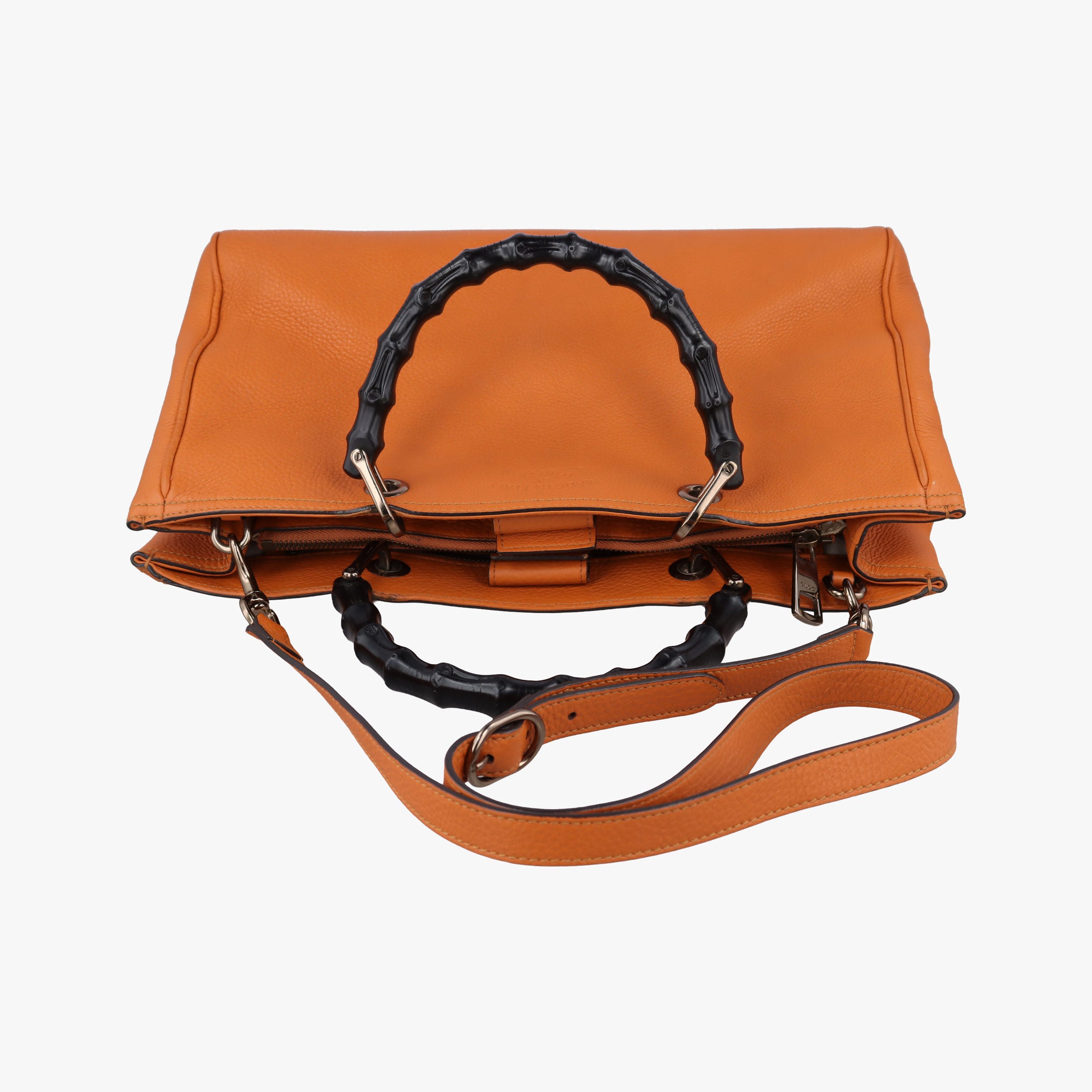 Pre-owned Gucci Bamboo Shopper Orange Leather 323660 shoulderbag | stylenewstar