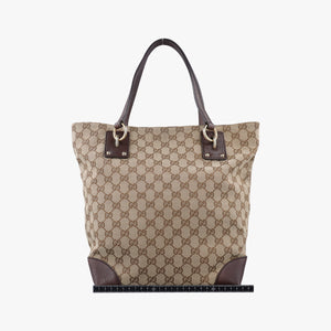 Pre-owned Gucci GG Supreme Beige×Brown canvas×leather 247237 handbag | stylenewstar