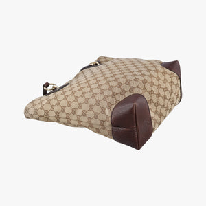 Pre-owned Gucci GG Supreme Beige×Brown canvas×leather 247237 handbag | stylenewstar