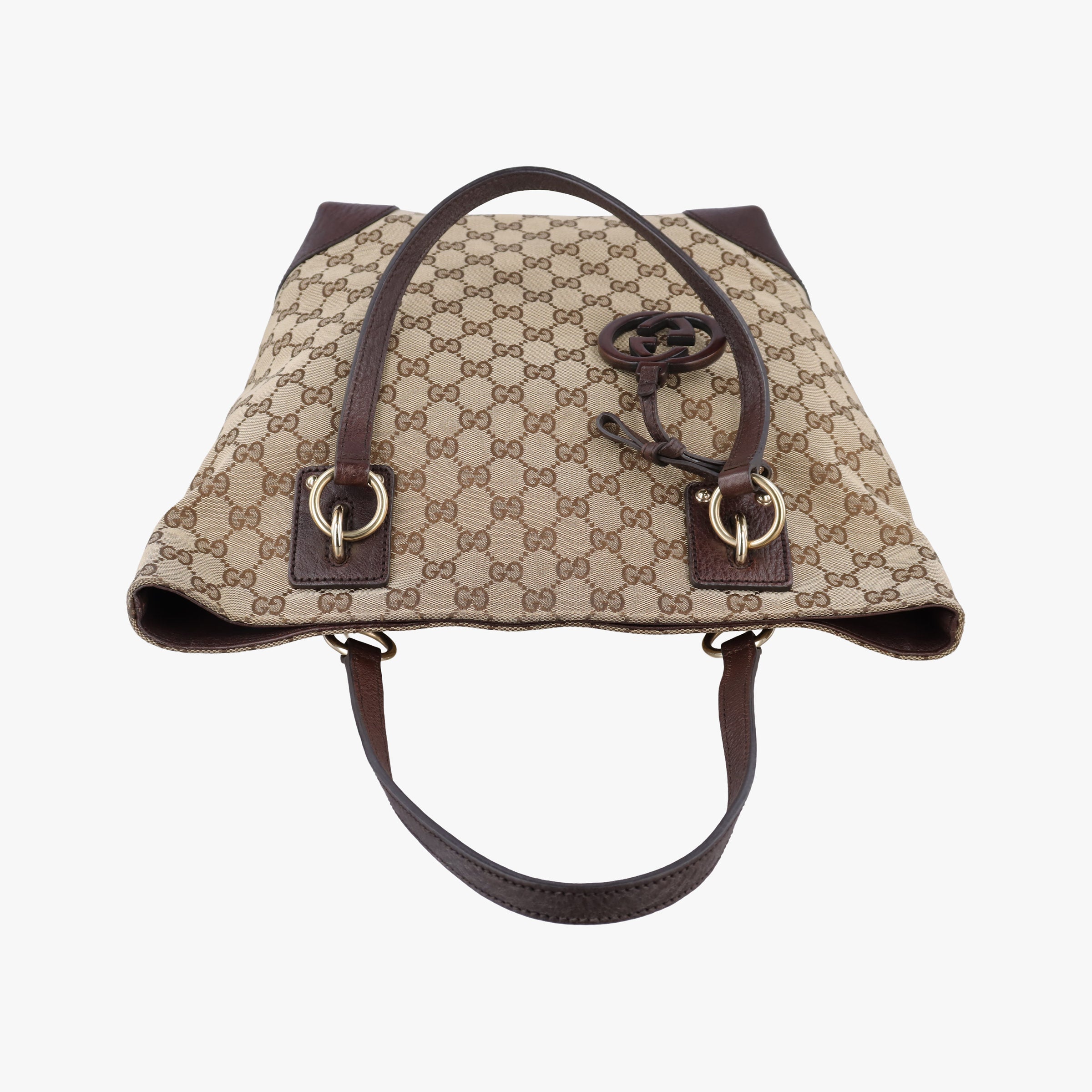 Pre-owned Gucci GG Supreme Beige×Brown canvas×leather 247237 handbag | stylenewstar