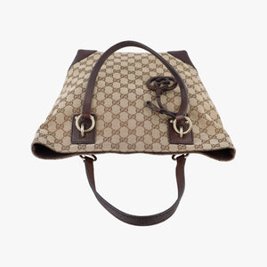 Pre-owned Gucci GG Supreme Beige×Brown canvas×leather 247237 handbag | stylenewstar
