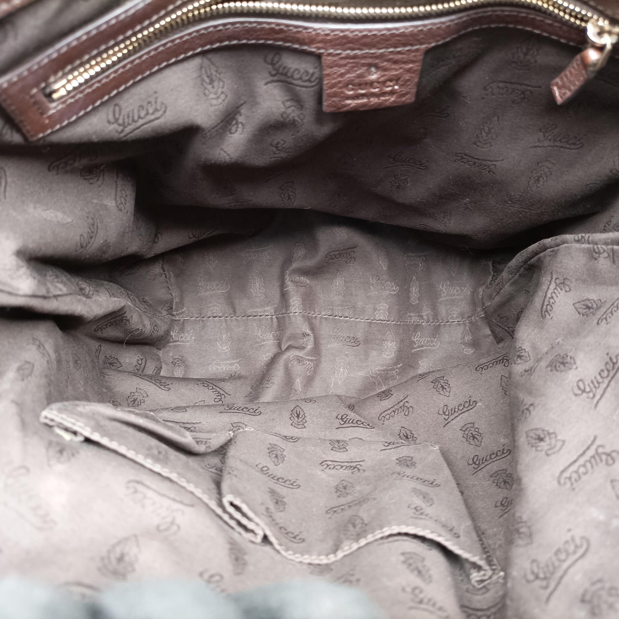 Pre-owned Gucci GG Supreme Beige×Brown canvas×leather 247237 handbag | stylenewstar