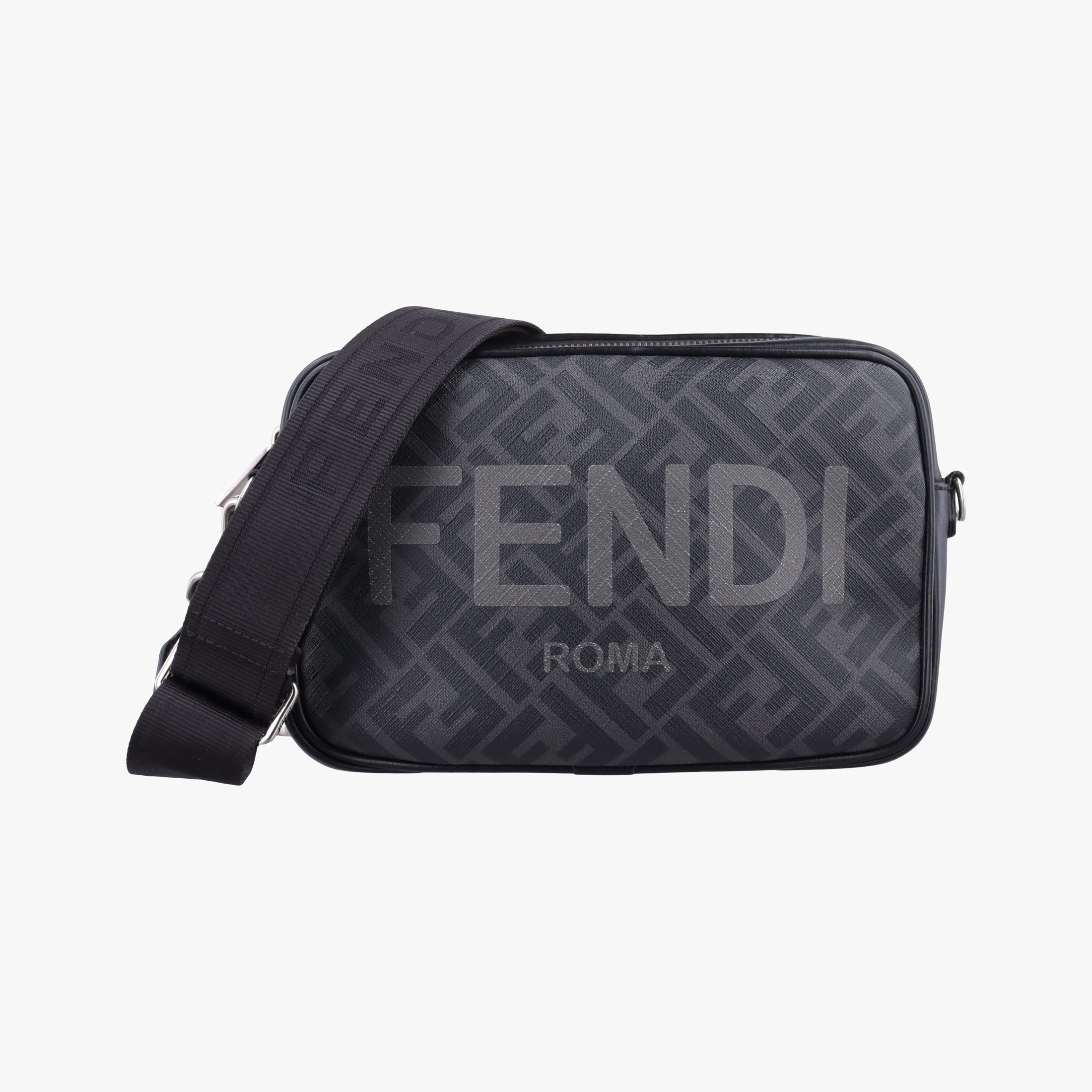 Pre-owned Fendi Camera case Black PVC Coated Canvas 7M0286 shoulderbag | stylenewstar