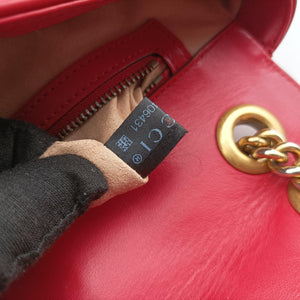 Pre-owned Gucci GG Marmont Red Leather 443497 shoulderbag | stylenewstar