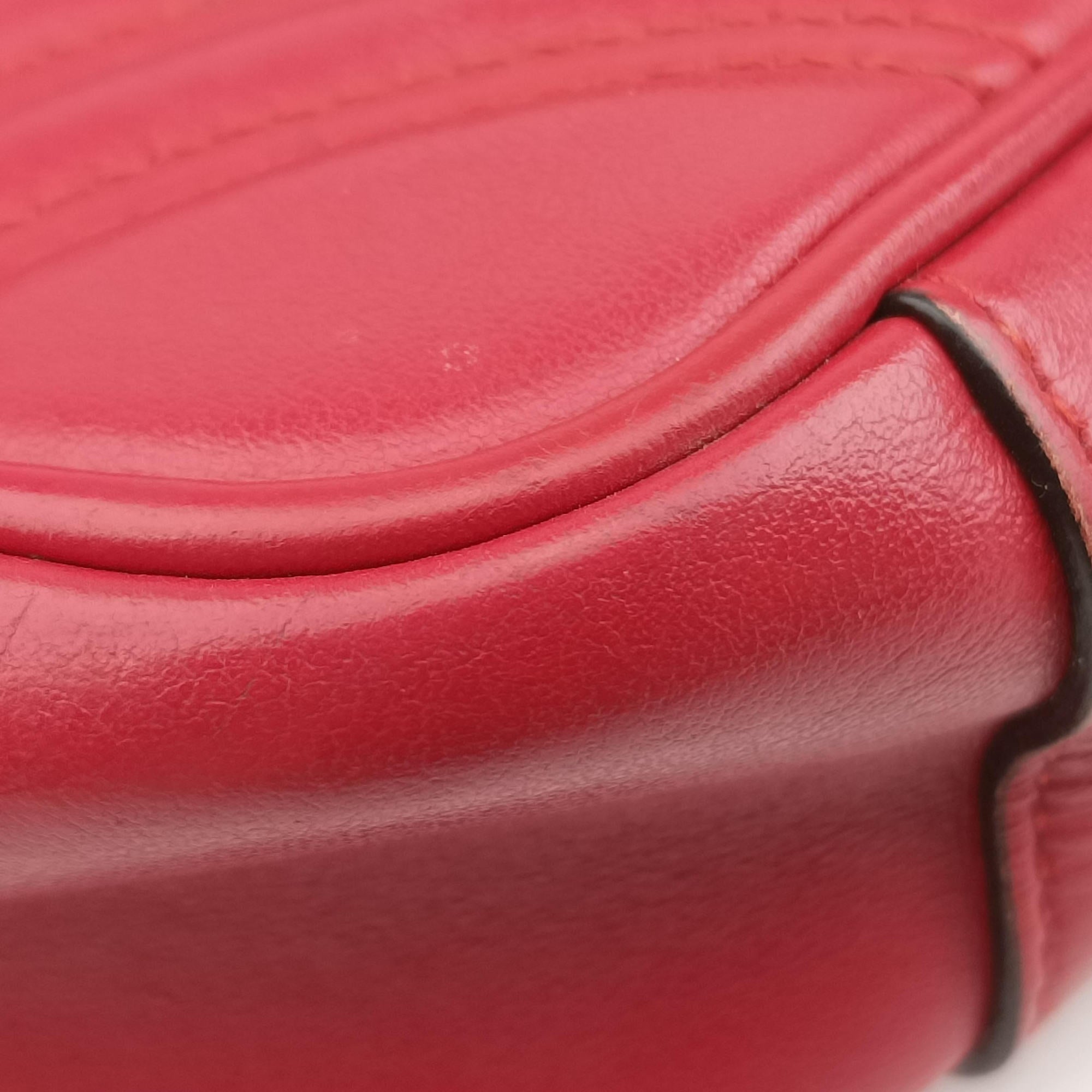 Pre-owned Gucci GG Marmont Red Leather 443497 shoulderbag | stylenewstar