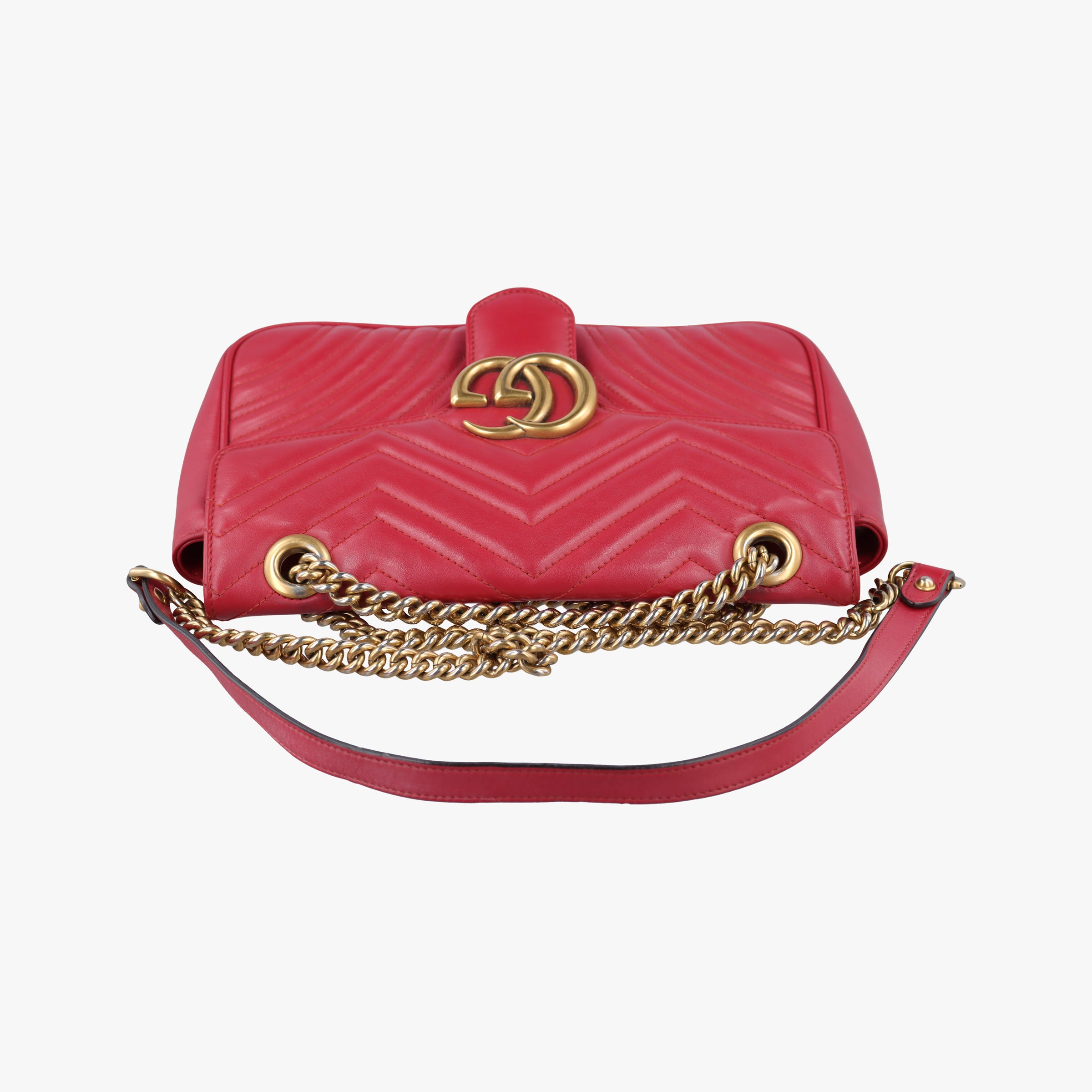 Pre-owned Gucci GG Marmont Red Leather 443497 shoulderbag | stylenewstar