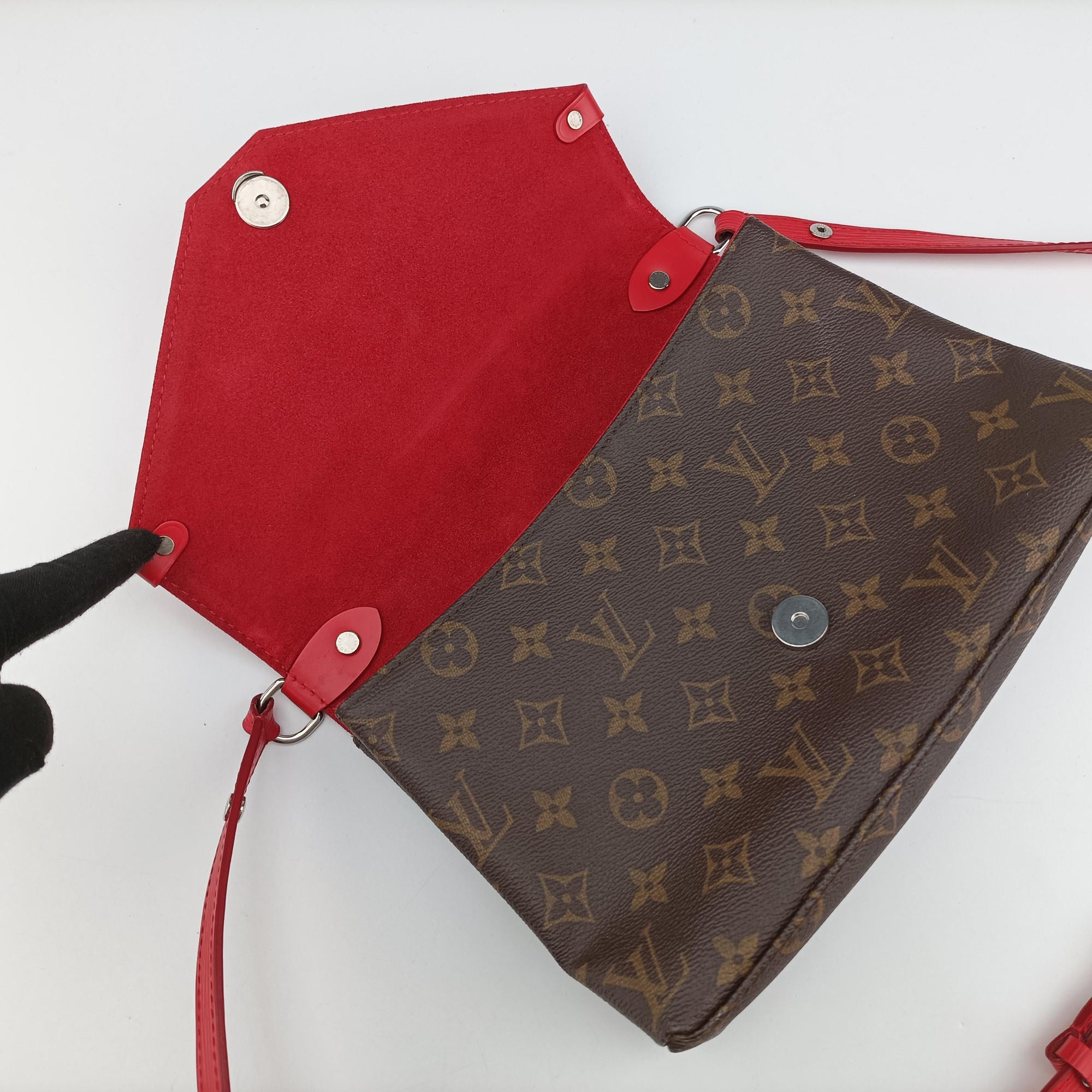Vintage Louis Vuitton SAINT MICHEL Brown×COQUELICOT Monogram Canvas×epi M44031 shoulderbag | stylenewstar