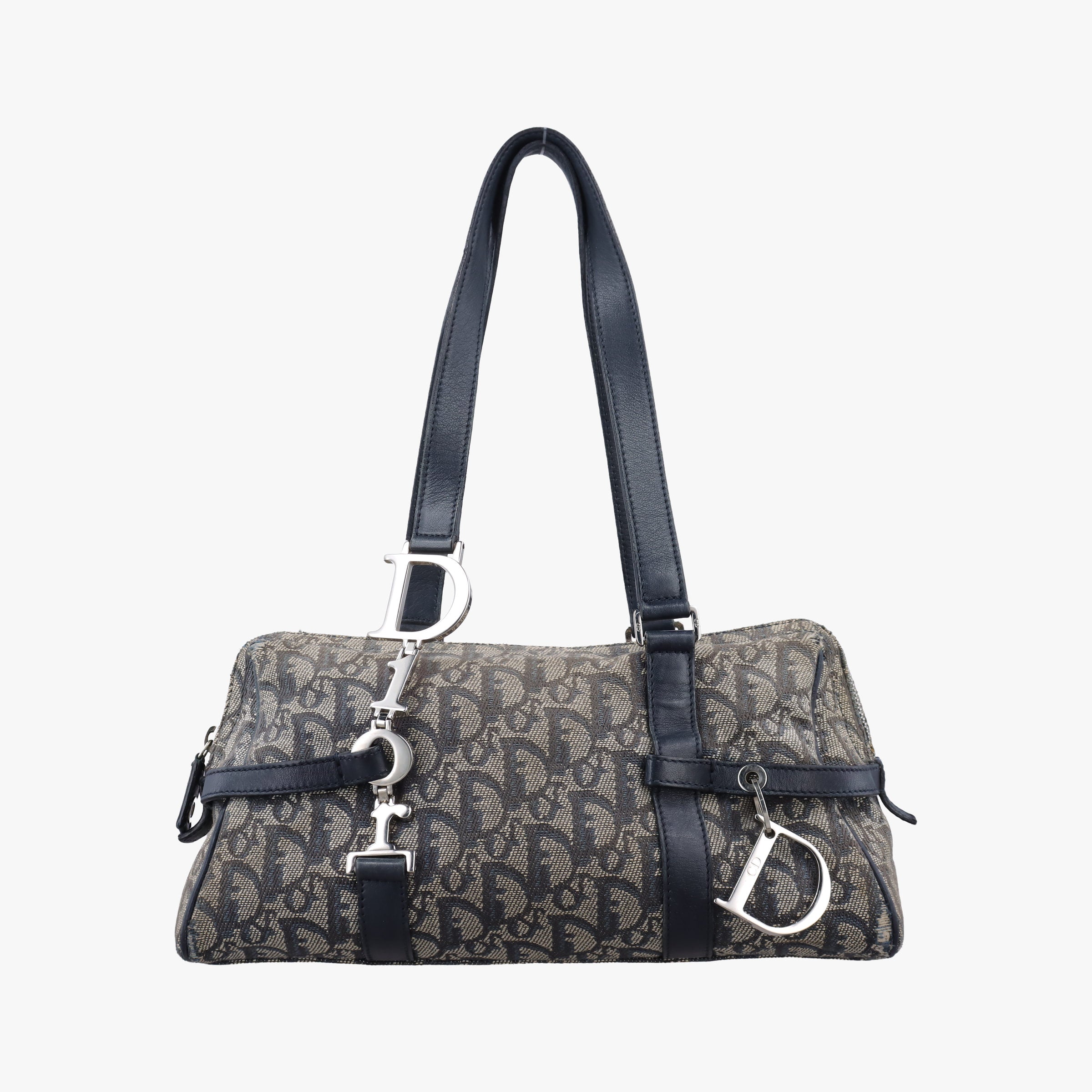 Pre-owned Christian Dior Trotter Navy×Gray Jacquard  shoulderbag | stylenewstar