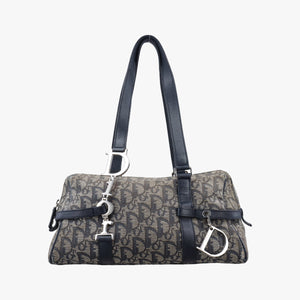 Pre-owned Christian Dior Trotter Navy×Gray Jacquard  shoulderbag | stylenewstar