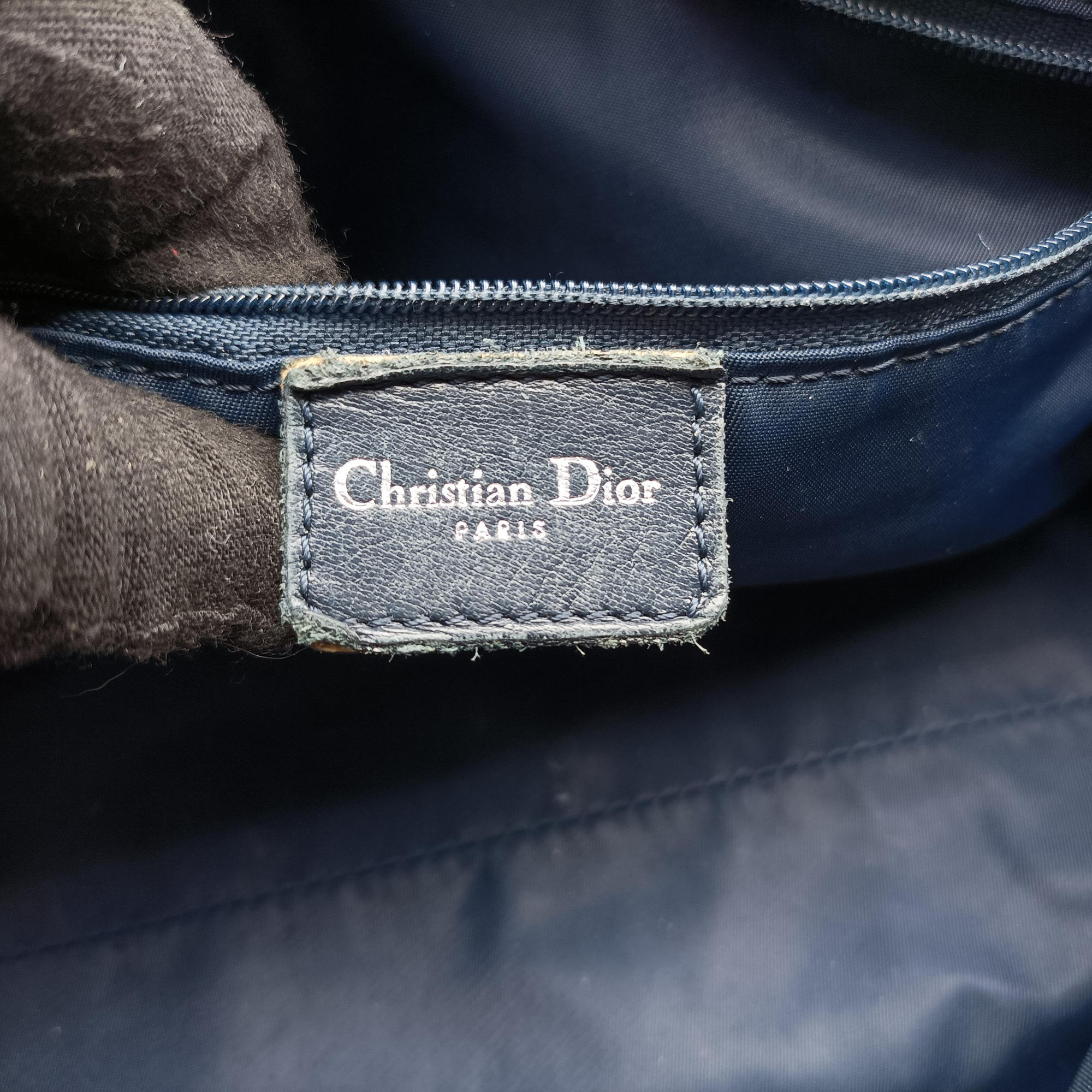 Pre-owned Christian Dior Trotter Navy×Gray Jacquard  shoulderbag | stylenewstar