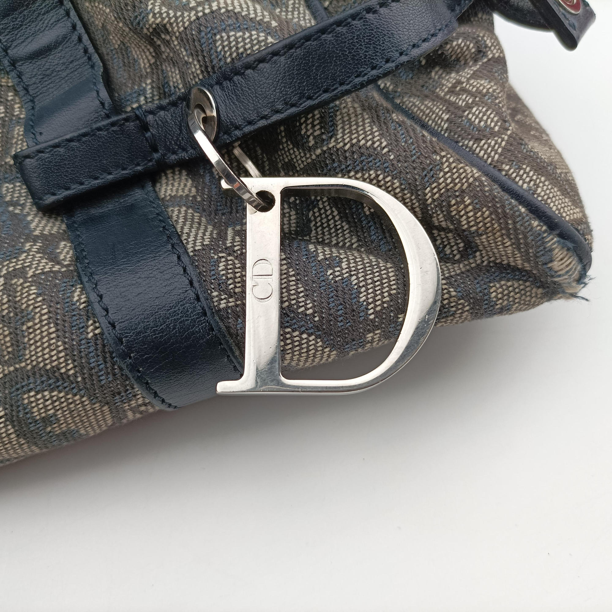 Pre-owned Christian Dior Trotter Navy×Gray Jacquard  shoulderbag | stylenewstar