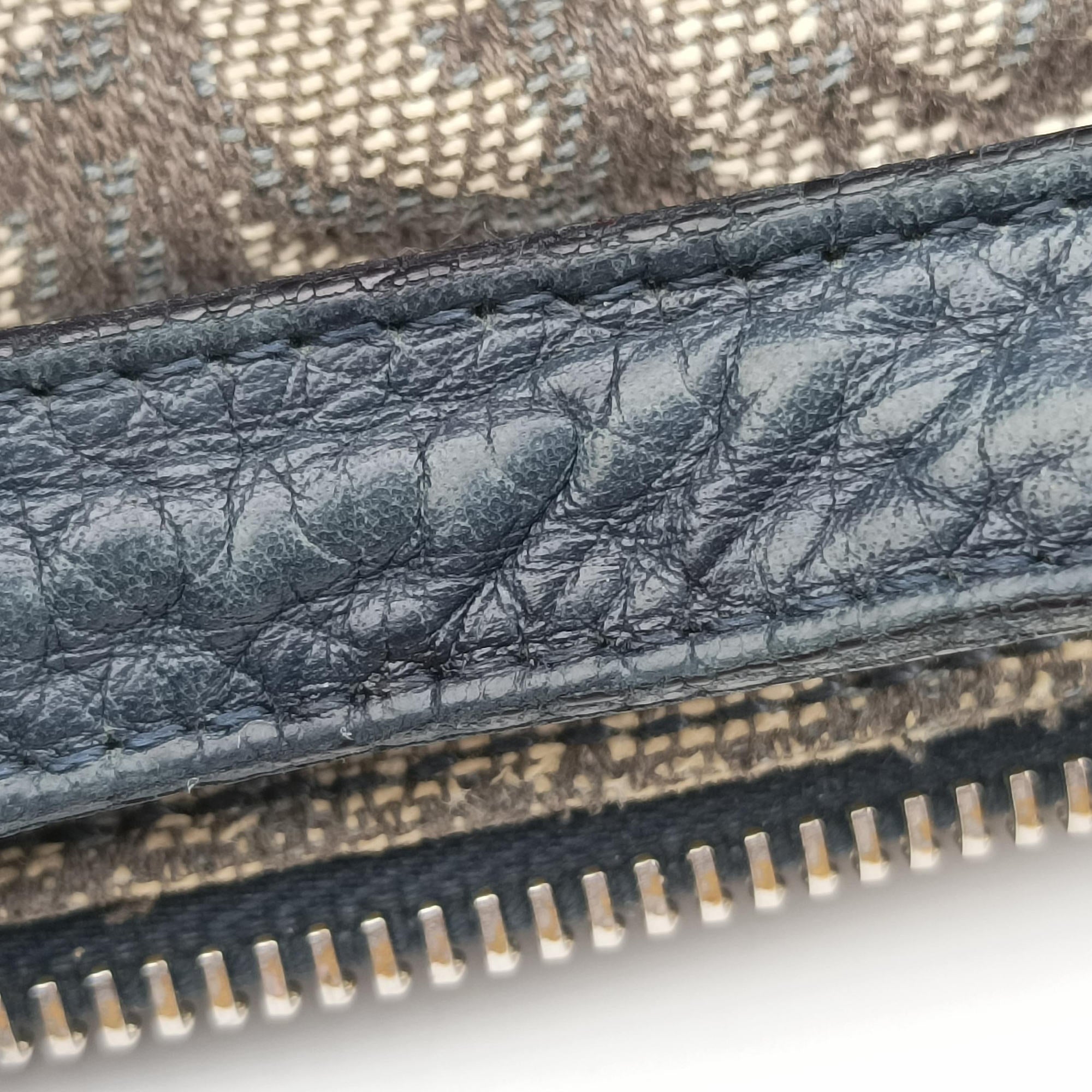 Pre-owned Christian Dior Trotter Navy×Gray Jacquard  shoulderbag | stylenewstar