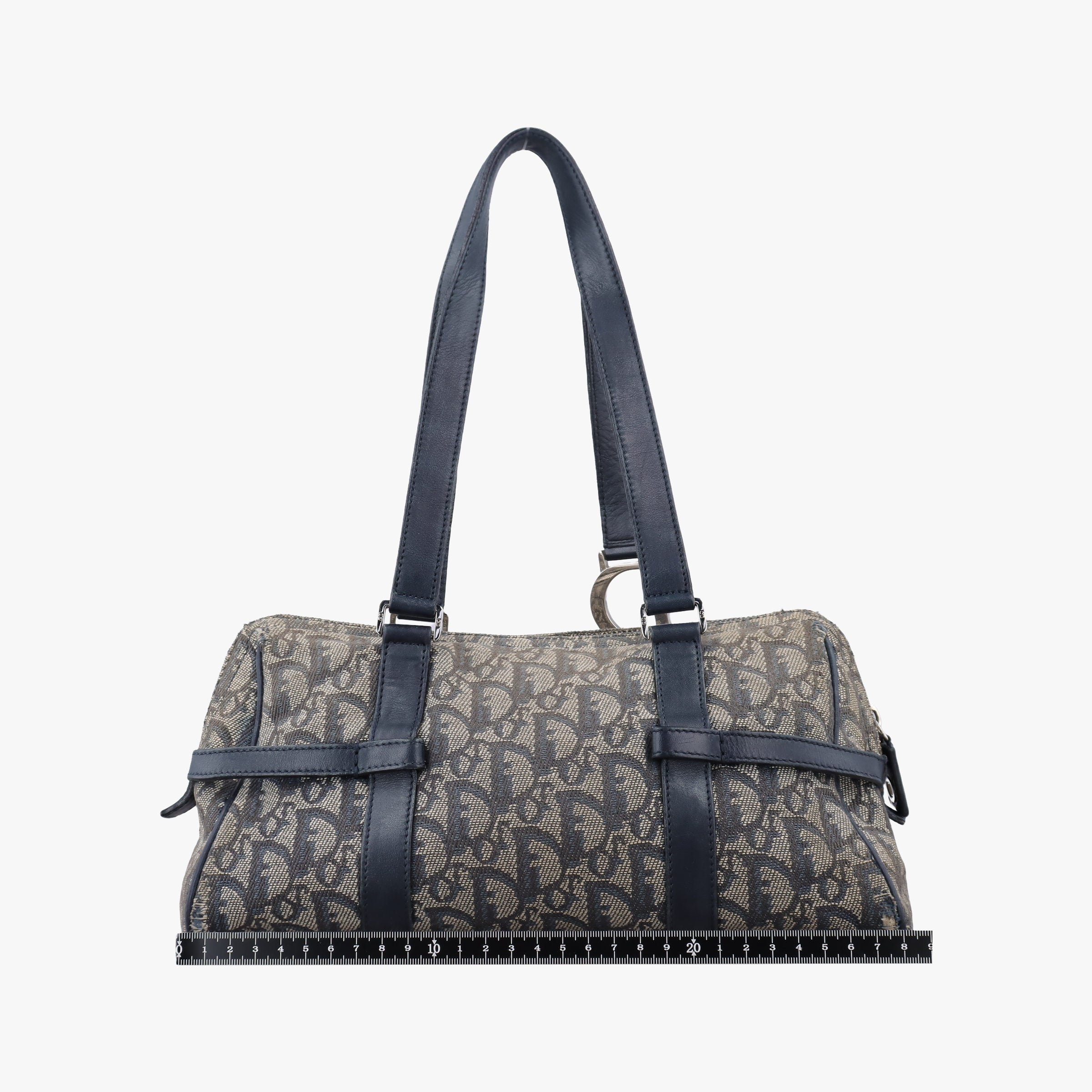 Pre-owned Christian Dior Trotter Navy×Gray Jacquard  shoulderbag | stylenewstar