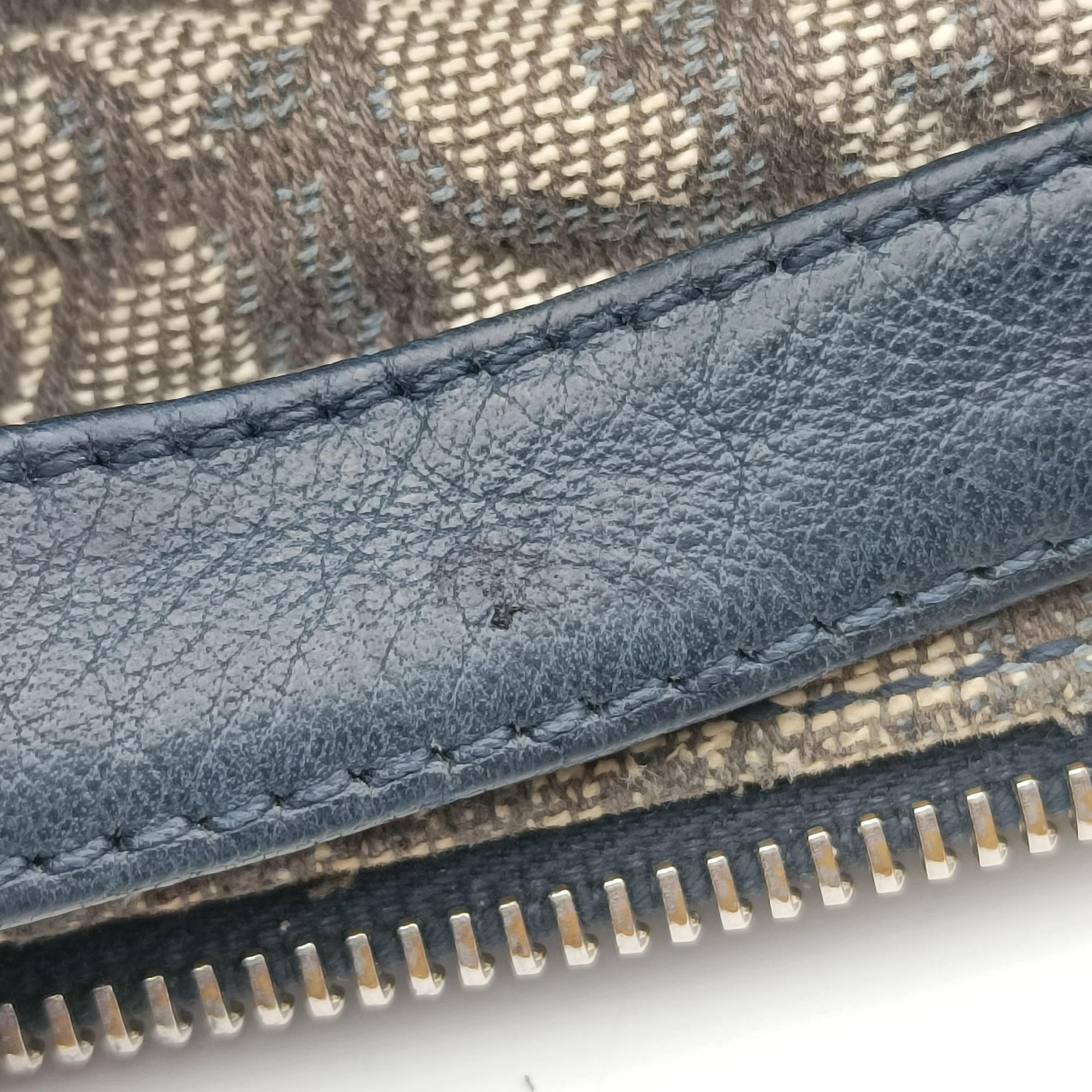 Pre-owned Christian Dior Trotter Navy×Gray Jacquard  shoulderbag | stylenewstar