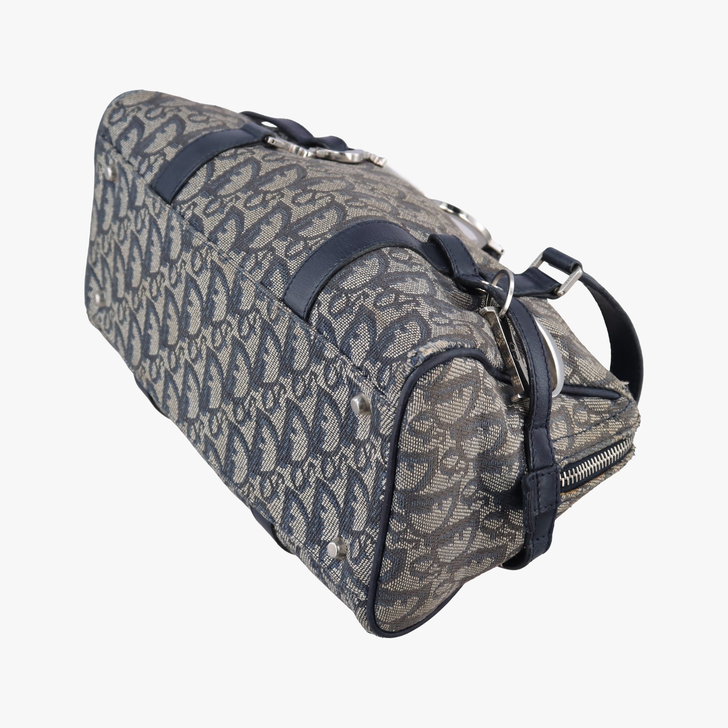 Pre-owned Christian Dior Trotter Navy×Gray Jacquard  shoulderbag | stylenewstar