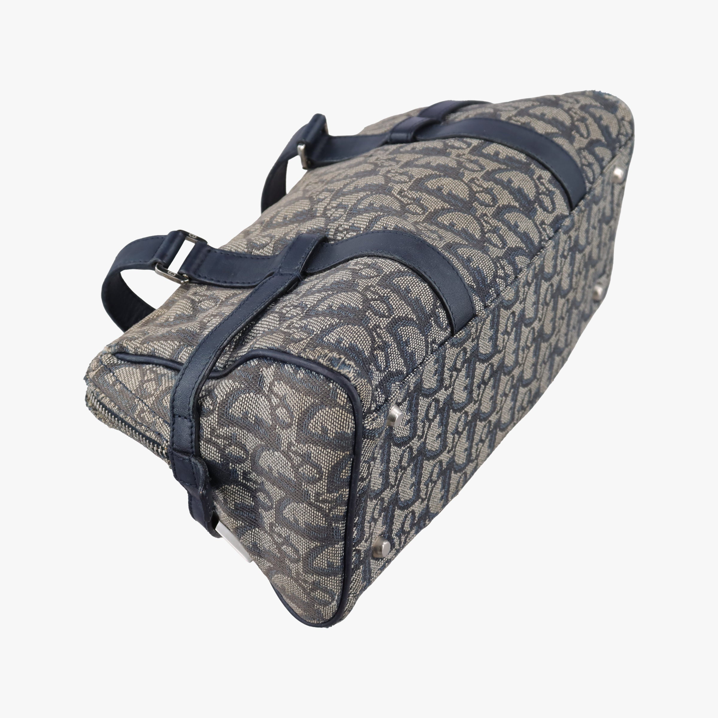 Pre-owned Christian Dior Trotter Navy×Gray Jacquard  shoulderbag | stylenewstar
