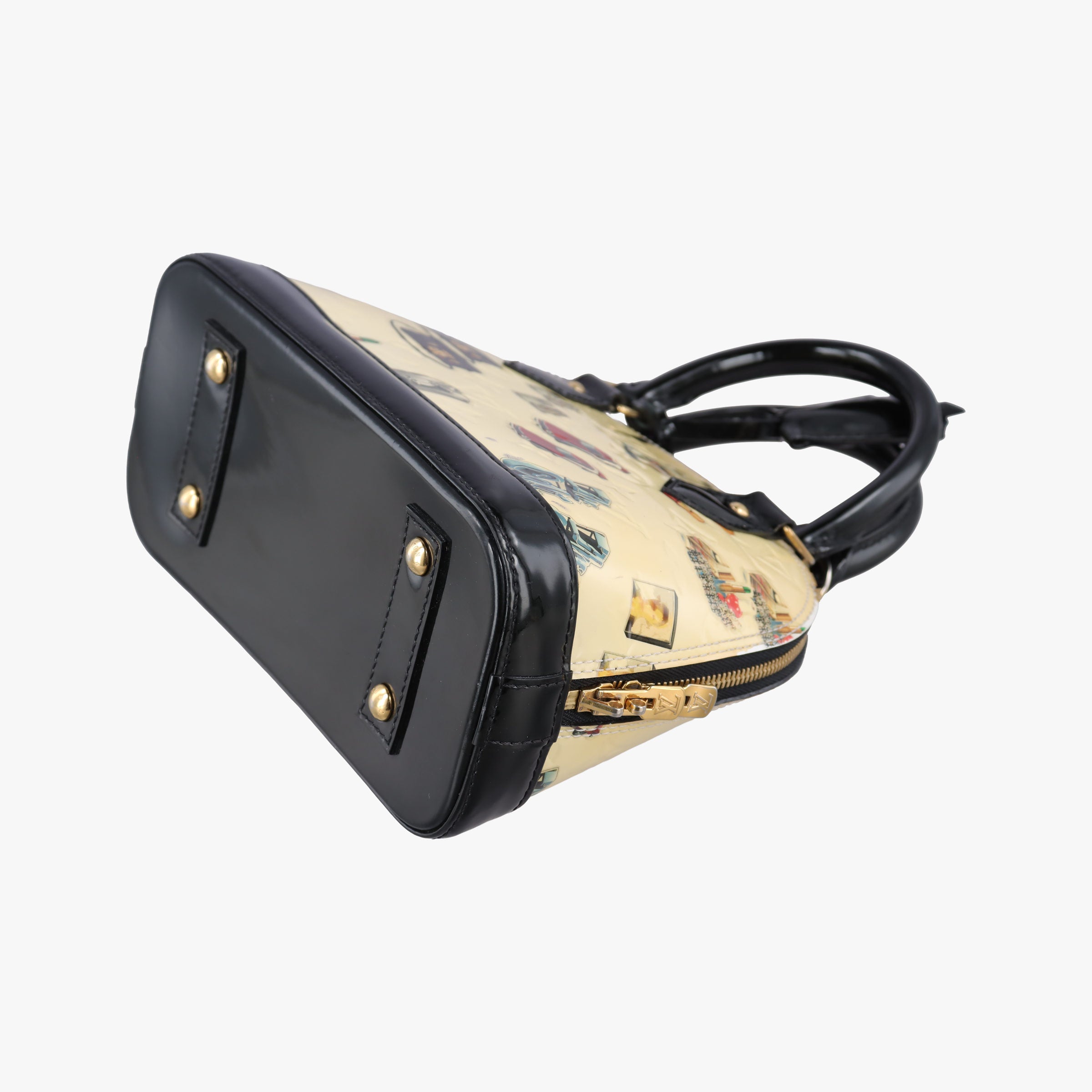Pre-owned Louis Vuitton Nicolas Squiere Sticker Alma BB Ivory×black×multi Vernis M50419 shoulderbag | stylenewstar