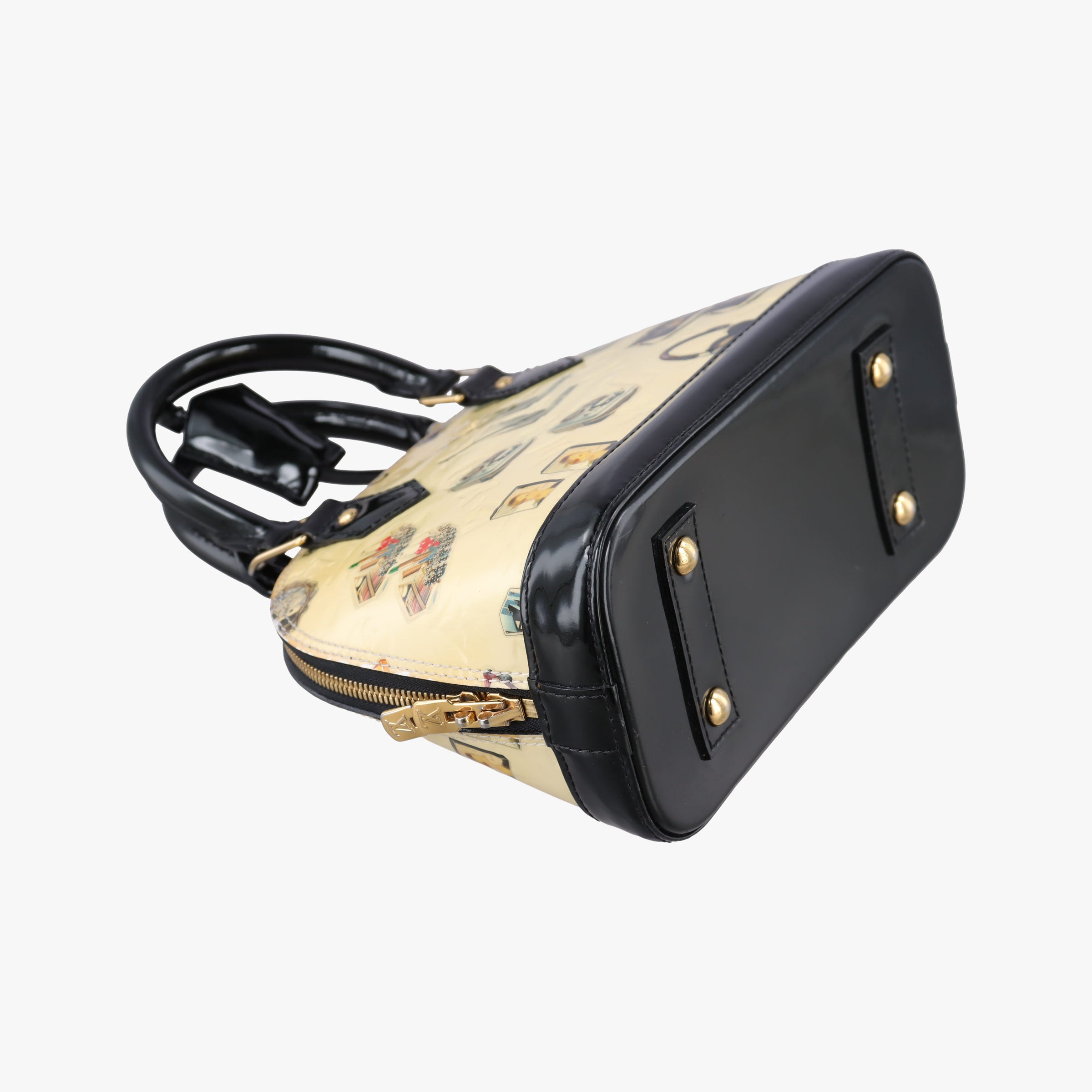 Pre-owned Louis Vuitton Nicolas Squiere Sticker Alma BB Ivory×black×multi Vernis M50419 shoulderbag | stylenewstar