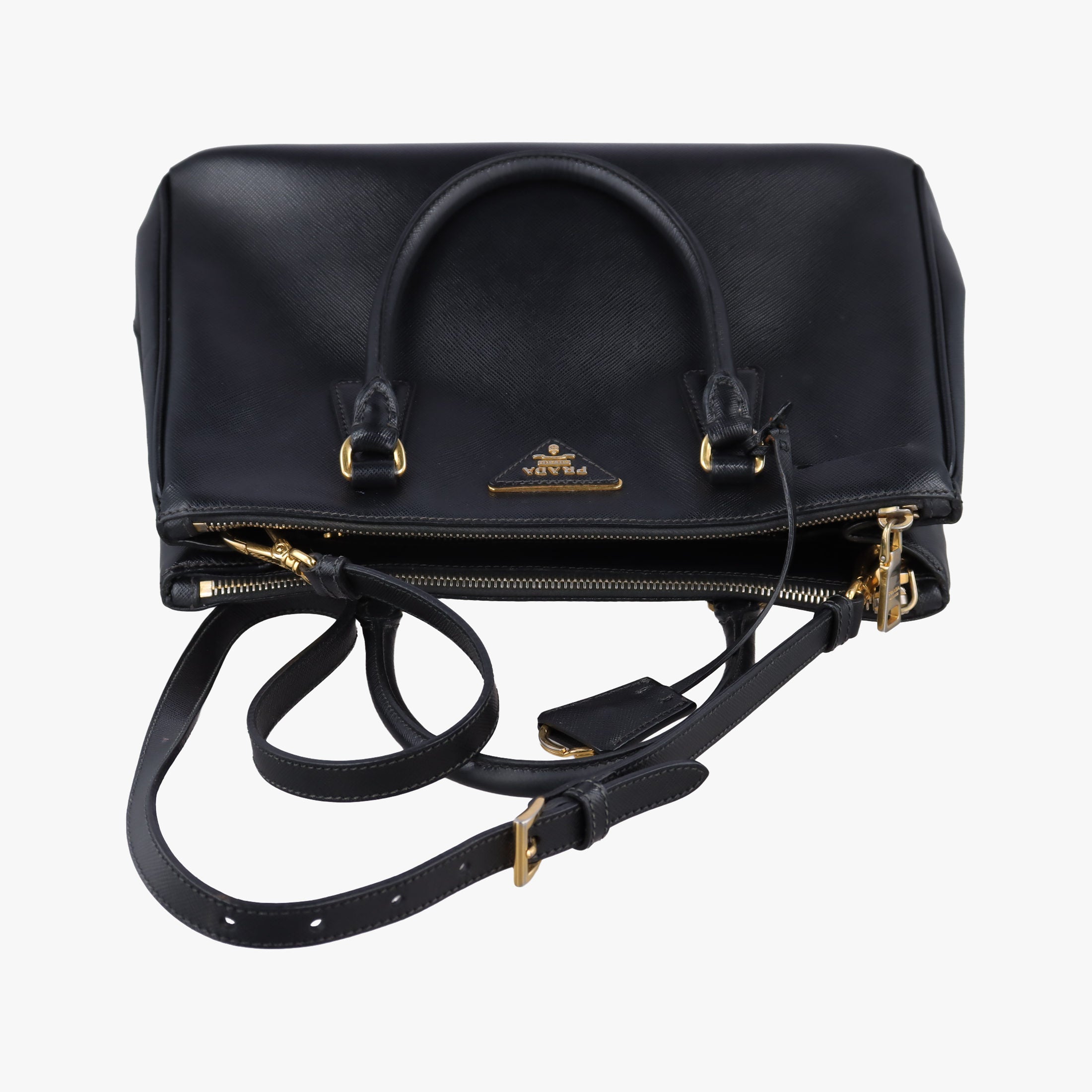 Pre-owned Prada Galleria Black SAFFIANO Leather BN2274 shoulderbag | stylenewstar
