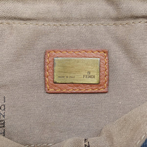 Pre-owned Fendi Chef Blue Denim ×Brown Trim Denim CanvasxCalfskin  shoulderbag | stylenewstar