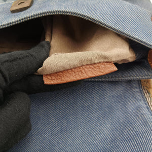 Pre-owned Fendi Chef Blue Denim ×Brown Trim Denim CanvasxCalfskin  shoulderbag | stylenewstar