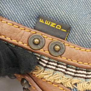 Pre-owned Fendi Chef Blue Denim ×Brown Trim Denim CanvasxCalfskin  shoulderbag | stylenewstar