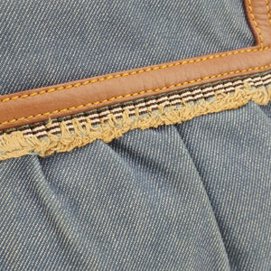 Pre-owned Fendi Chef Blue Denim ×Brown Trim Denim CanvasxCalfskin  shoulderbag | stylenewstar