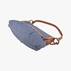 Pre-owned Fendi Chef Blue Denim ×Brown Trim Denim CanvasxCalfskin  shoulderbag | stylenewstar