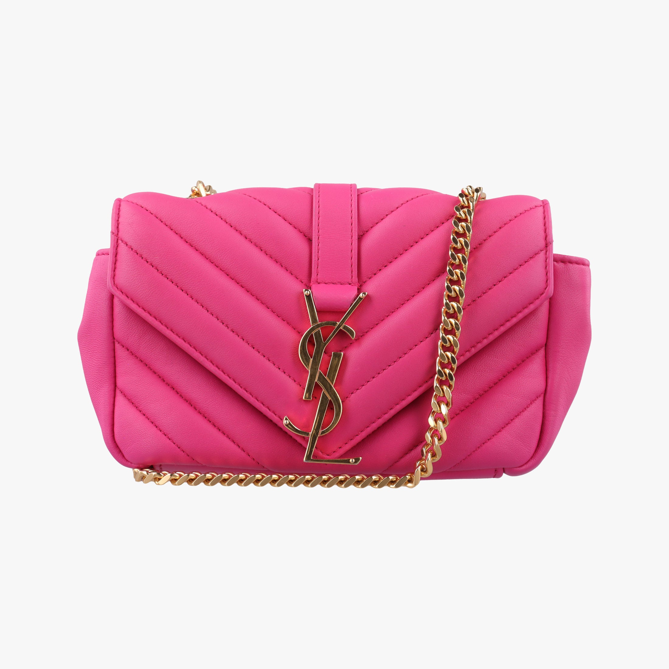 Pre-owned Yves Saint Laurent Baby Chai Rose Leather 399289 shoulderbag | stylenewstar