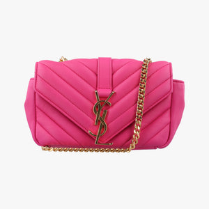 Pre-owned Yves Saint Laurent Baby Chai Rose Leather 399289 shoulderbag | stylenewstar