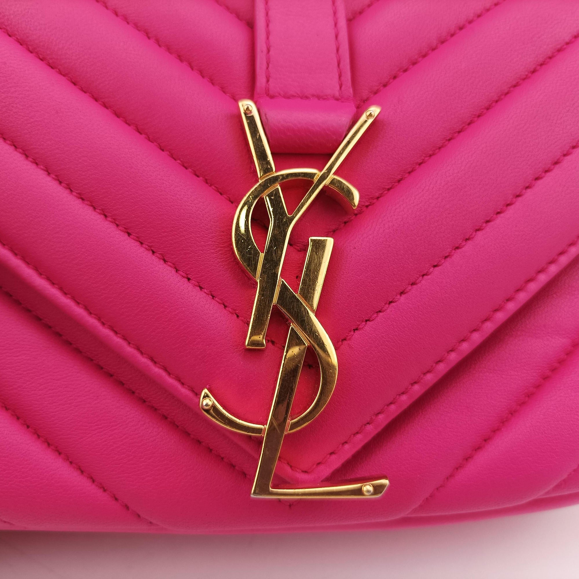 Pre-owned Yves Saint Laurent Baby Chai Rose Leather 399289 shoulderbag | stylenewstar