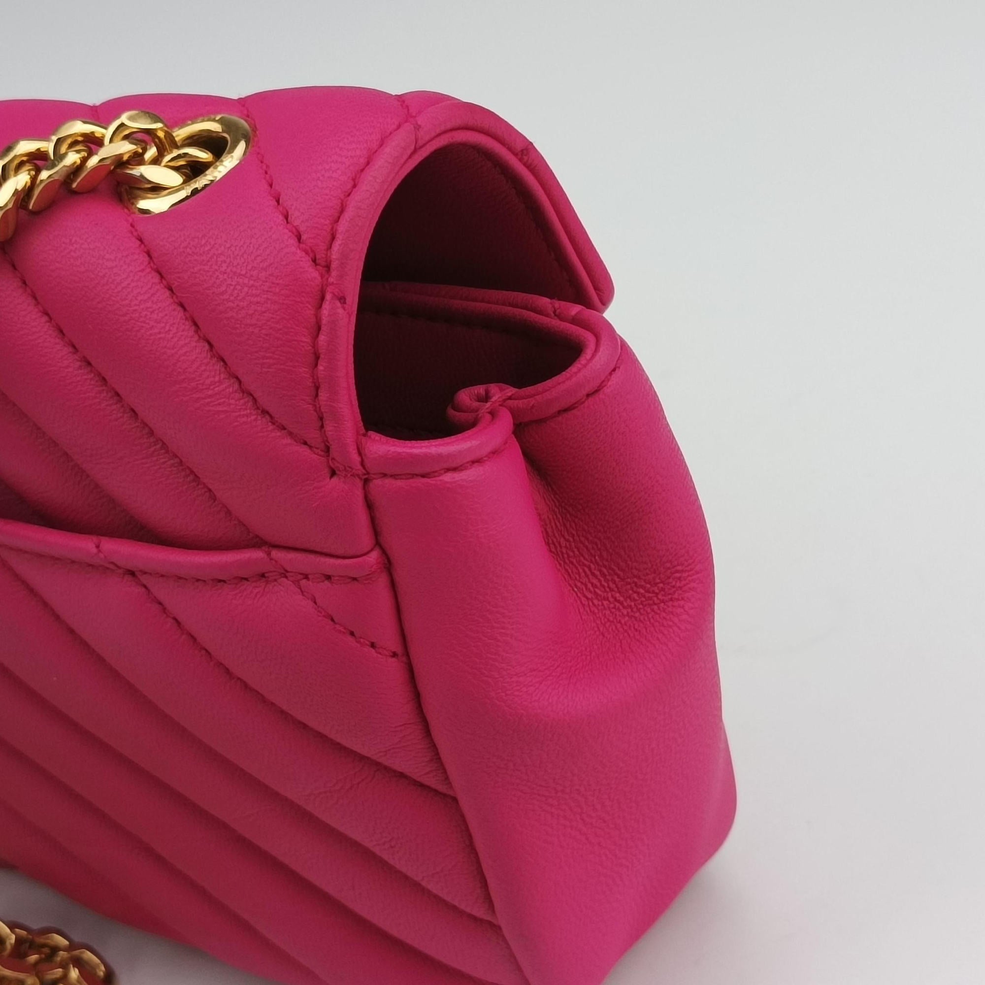 Pre-owned Yves Saint Laurent Baby Chai Rose Leather 399289 shoulderbag | stylenewstar