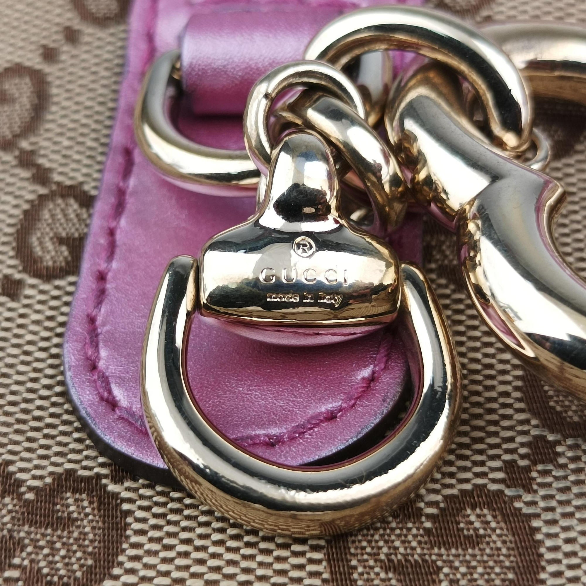 Secondhand Gucci Guccissima Heart Bit Beige × Pink Canvas×Leather 269957 shoulderbag | stylenewstar
