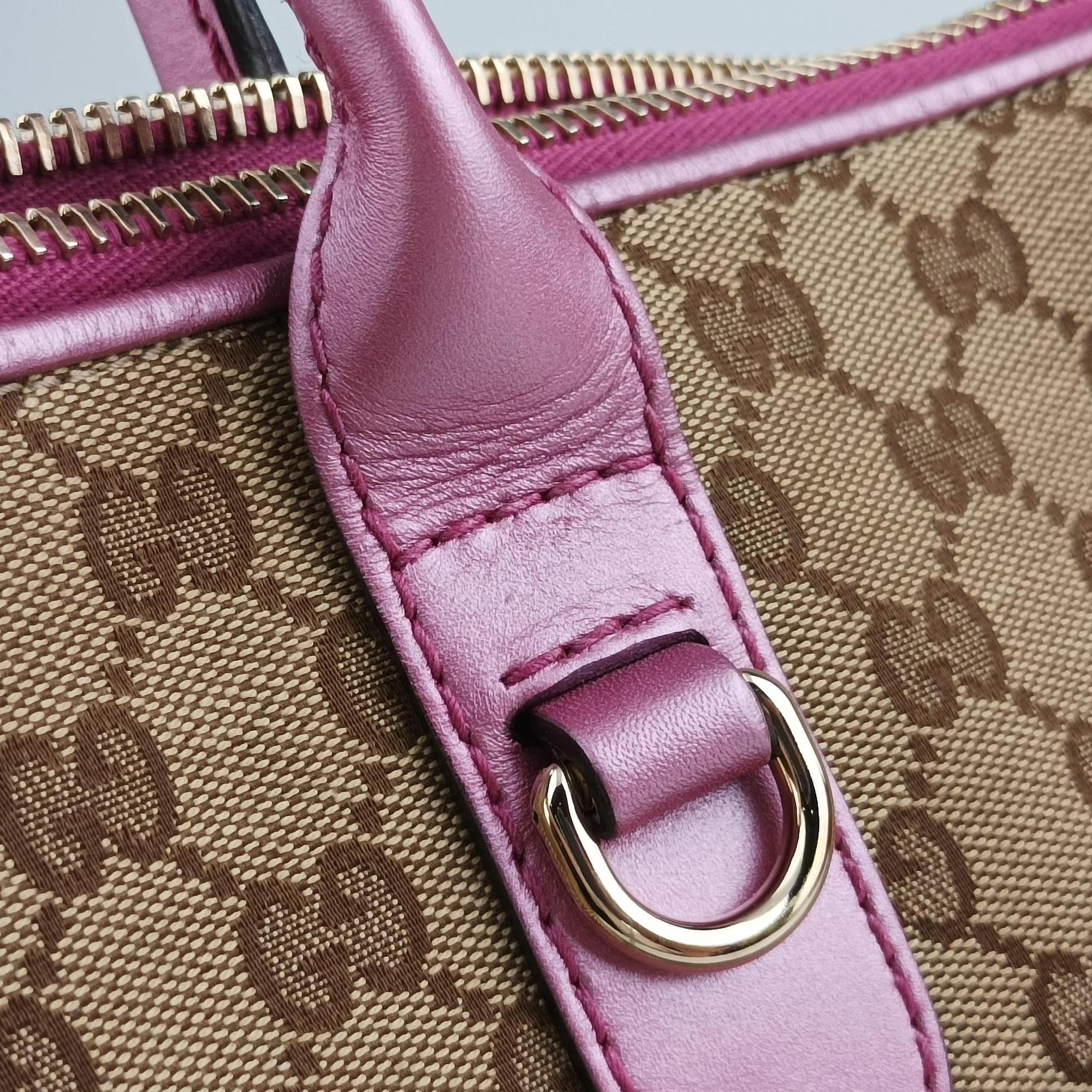 Secondhand Gucci Guccissima Heart Bit Beige × Pink Canvas×Leather 269957 shoulderbag | stylenewstar